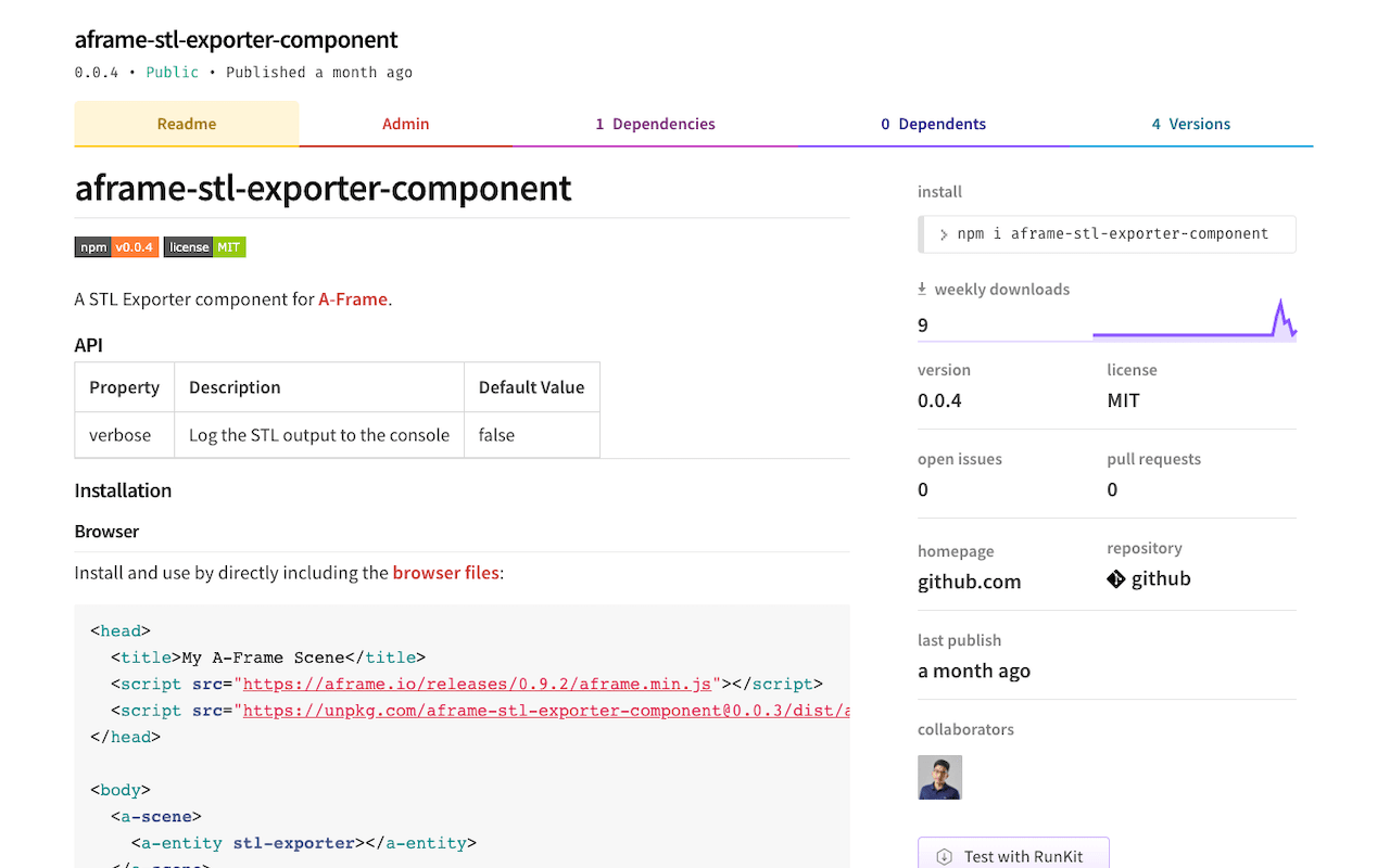 STL Exporter Component for Aframe.js (2019)